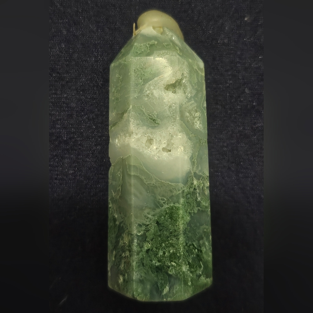 Green Moss Agate Druzzy Tower